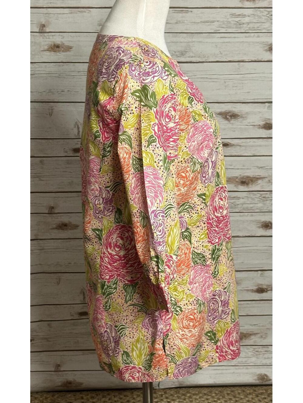 Brooks Brothers LIBERTY 100% cotton split V-neck tunic top/shirt Size Medium - Picture 4 of 8